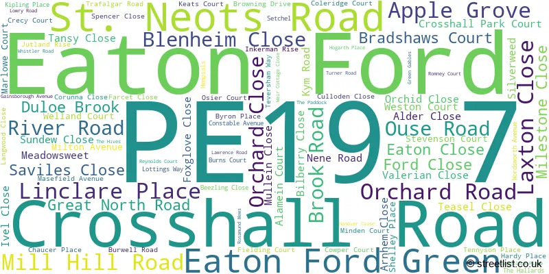 A word cloud for the PE19 7 postcode